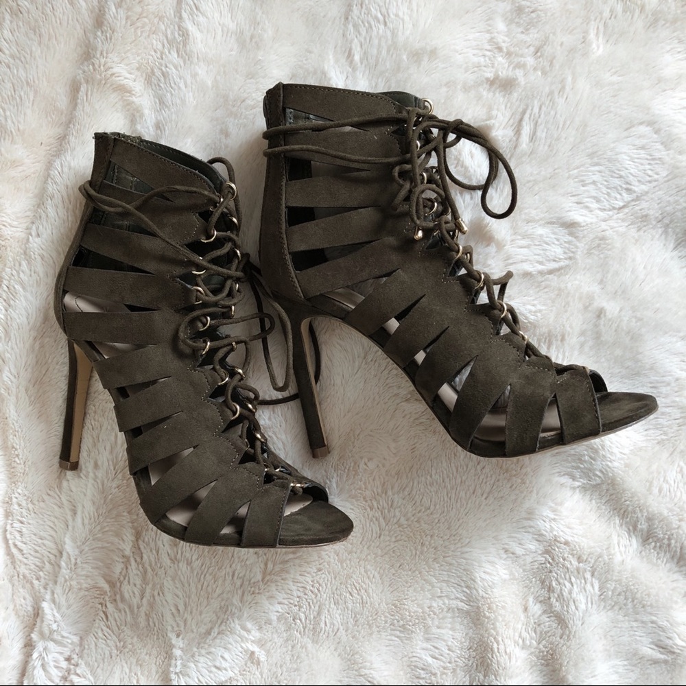 Olive ALDO lace up heels - Picture 6 of 6